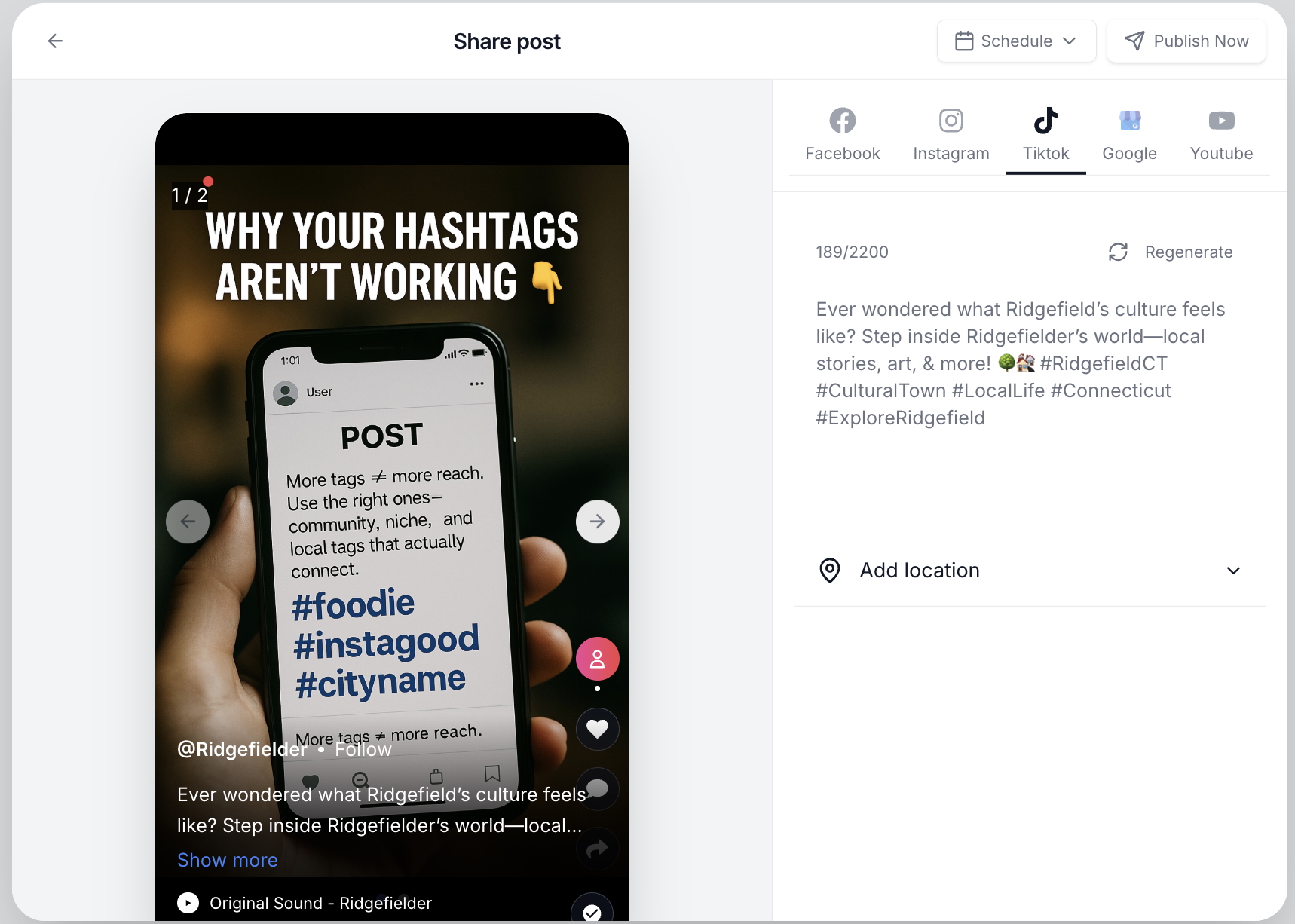 ReachCopilot AI Caption Generator Interface